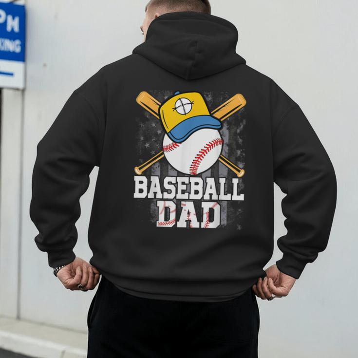 Baseball Dad Happy Fathers Day For Men Boys Kids Men's Hoodie Back Print