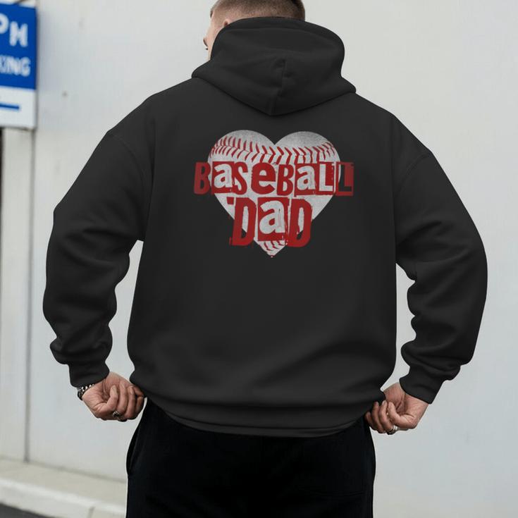 Baseball Dad Heart For Baseball Lovers Baseball Father's Day Men's Hoodie Back Print