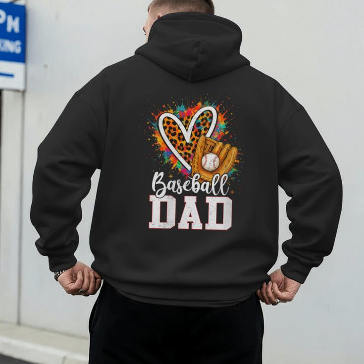 Baseball Dad Leopard Heart Colorful Men's Hoodie Back Print Baseball Dad Leopard Heart Colorful Men's Hoodie Back Print