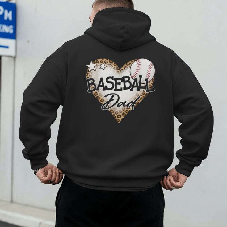 Baseball Dad Leopard Heart Baseball Lover Men's Hoodie Back Print Baseball Dad Leopard Heart Baseball Lover Men's Hoodie Back Print