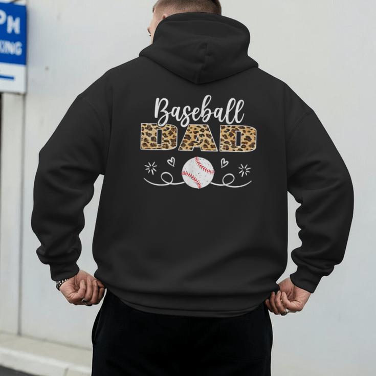 Baseball Dad Leopard Baseball Player Men's Hoodie Back Print