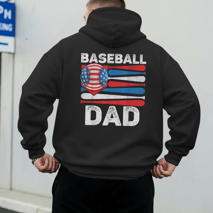 Baseball Dad For Men American Flag 4th Of July Fathers Day Men's Hoodie Back Print Baseball Dad For Men American Flag 4th Of July Fathers Day Men's Hoodie Back Print