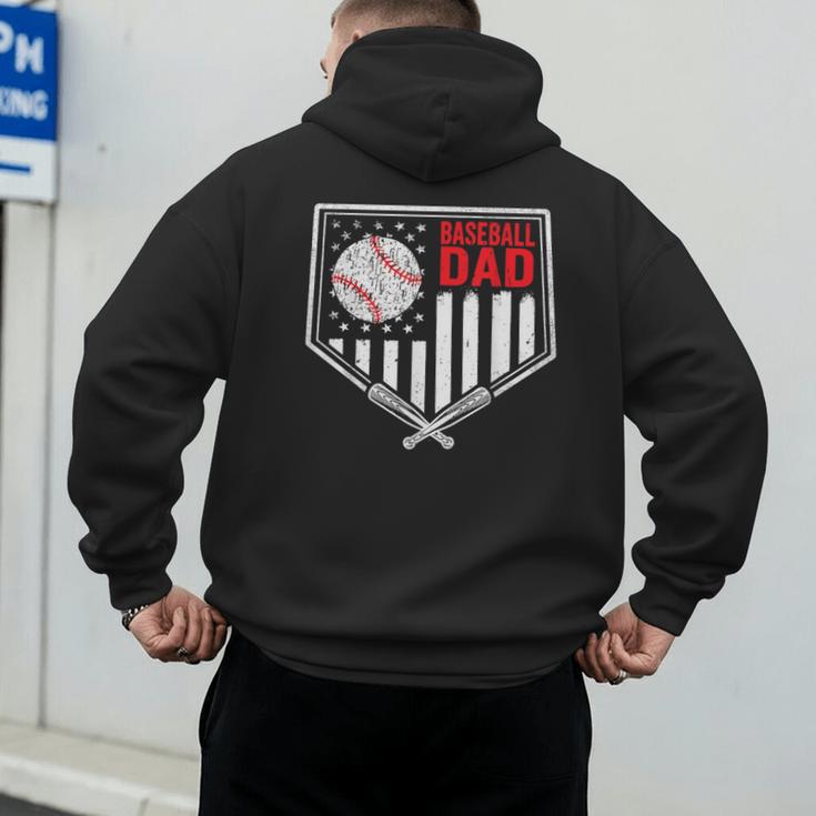 Baseball Dad Men USA American Flag Fathers Day 4th Of July Men's Hoodie Back Print Baseball Dad Men USA American Flag Fathers Day 4th Of July Men's Hoodie Back Print