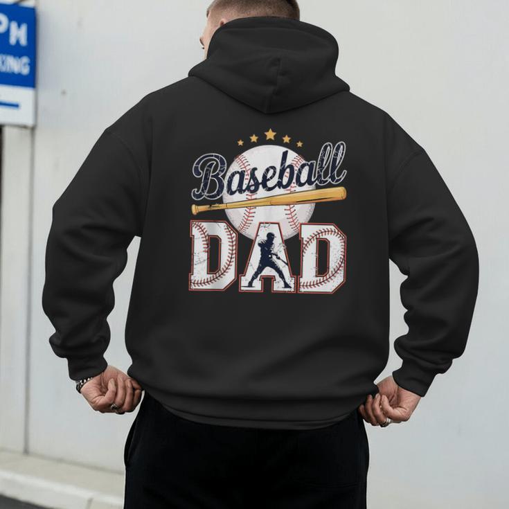Baseball Dad Player Cool Retro Sports Fan Father's Day Men's Hoodie Back Print