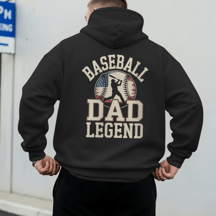 Baseball Dad Retro American Flag Style Men's Hoodie Back Print Baseball Dad Retro American Flag Style Men's Hoodie Back Print