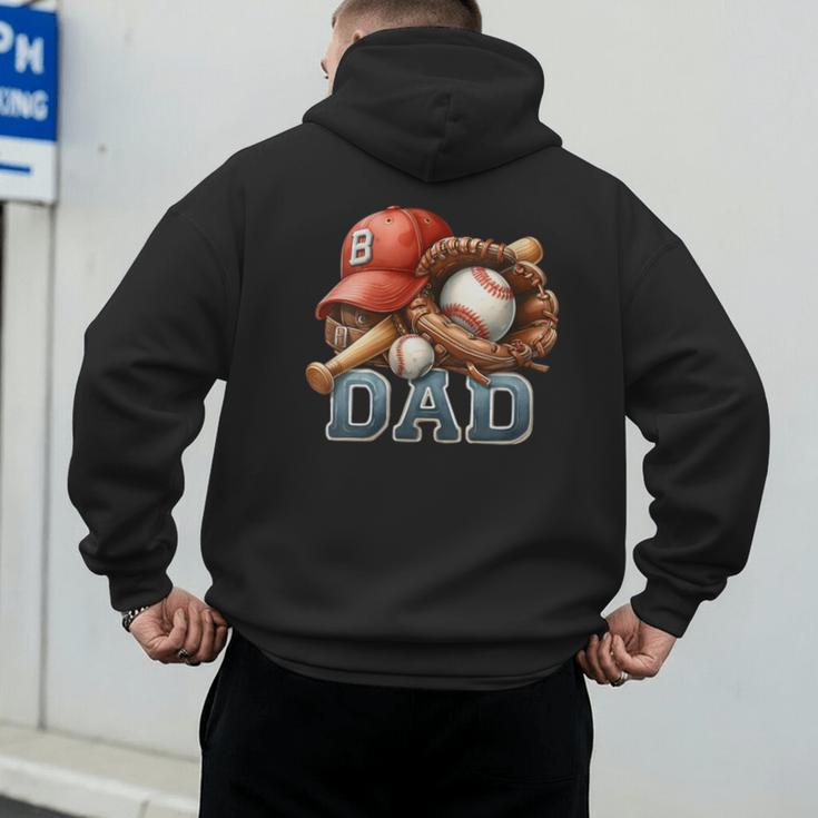 Baseball Dad Spectator Father's Day Game Day Youth Baseball Men's Hoodie Back Print