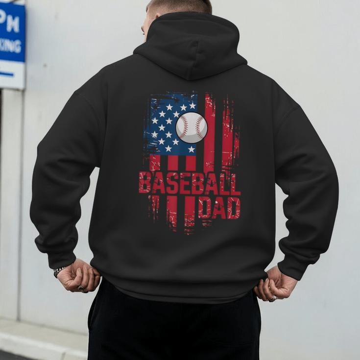 Baseball Dad USA American Flag 4th Of July Men's Hoodie Back Print Baseball Dad USA American Flag 4th Of July Men's Hoodie Back Print