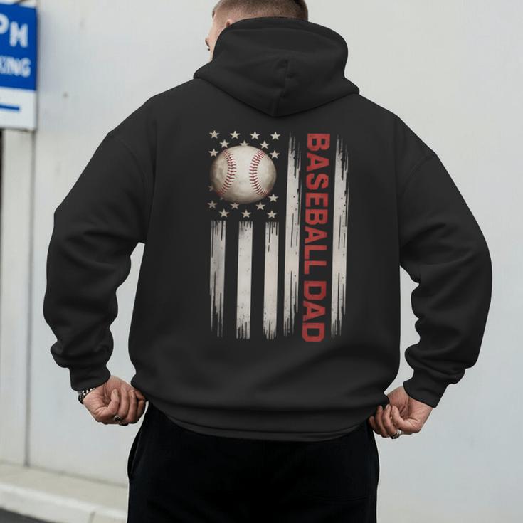 Baseball DAD USA American Flag Fathers Day 4th Of July Men's Hoodie Back Print Baseball DAD USA American Flag Fathers Day 4th Of July Men's Hoodie Back Print