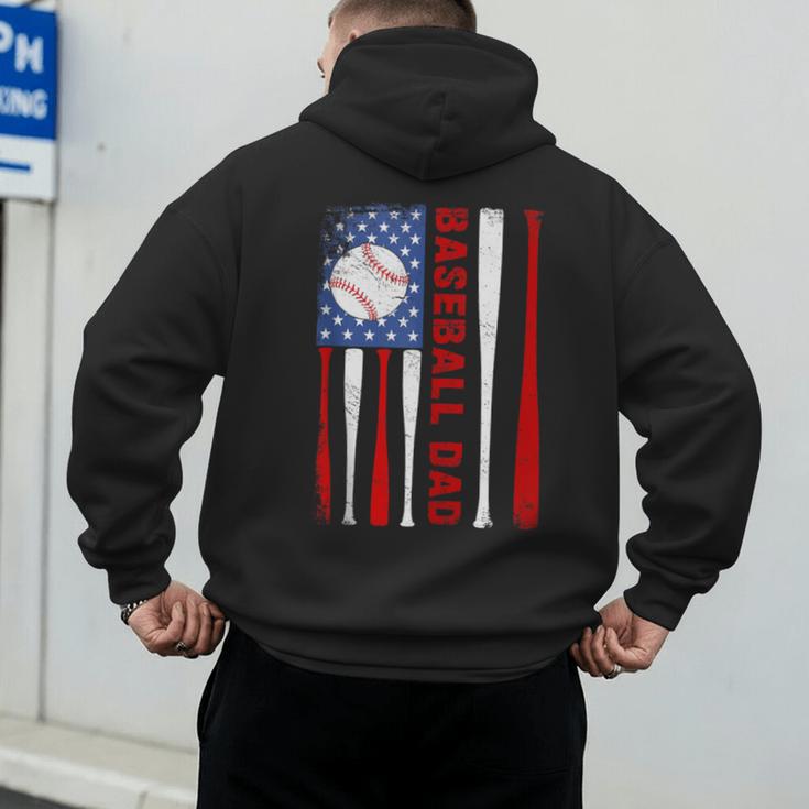 Baseball Dad USA American Flag Father's Day 4th Of July Men's Hoodie Back Print Baseball Dad USA American Flag Father's Day 4th Of July Men's Hoodie Back Print