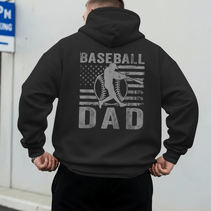 Baseball Dad USA American Flag Father's Day Men Men's Hoodie Back Print Baseball Dad USA American Flag Father's Day Men Men's Hoodie Back Print