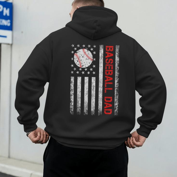 Baseball Dad USA American Flag Men Daddy Fathers Day Men's Hoodie Back Print Baseball Dad USA American Flag Men Daddy Fathers Day Men's Hoodie Back Print