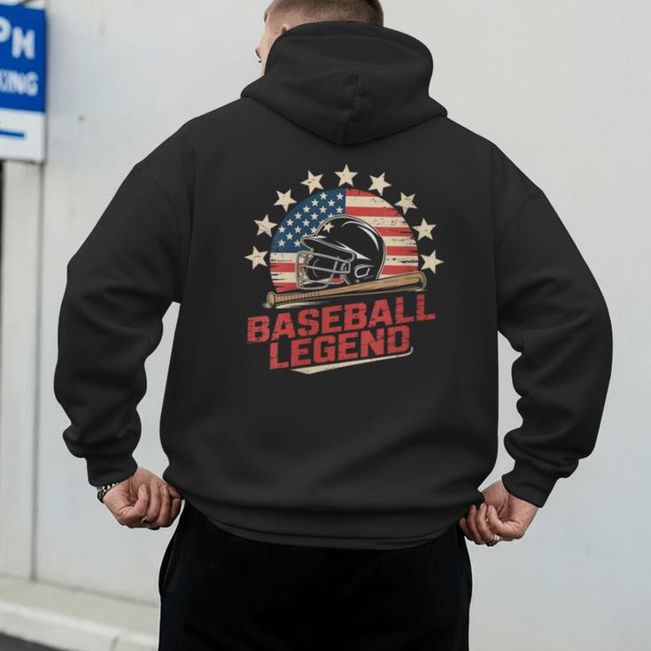 Baseball Dad USA Flag Men's Hoodie Back Print