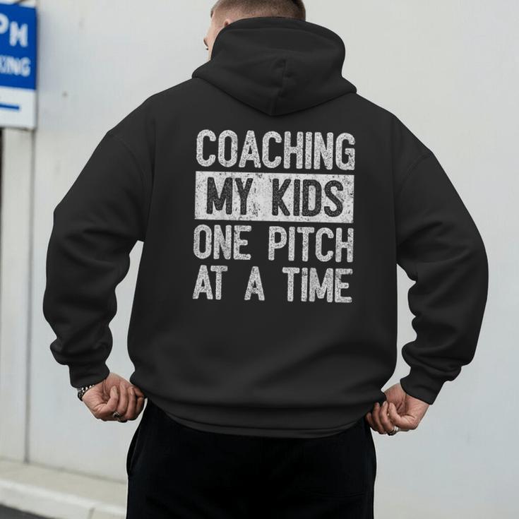 Baseball Dad Vintage Coaching My Kids One Pitch At A Time Men's Hoodie Back Print Baseball Dad Vintage Coaching My Kids One Pitch At A Time Men's Hoodie Back Print