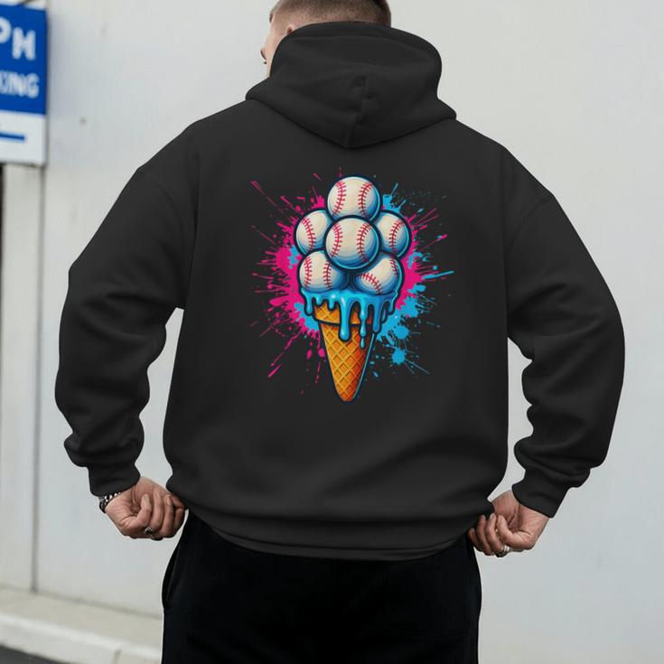 Baseball Ice Cream Drip Baseball Dad Sports Fan Youth Boys Men's Hoodie Back Print Baseball Ice Cream Drip Baseball Dad Sports Fan Youth Boys Men's Hoodie Back Print