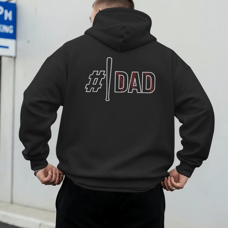 Baseball Player Dad Father's Day Number One Baseball Dad Men's Hoodie Back Print