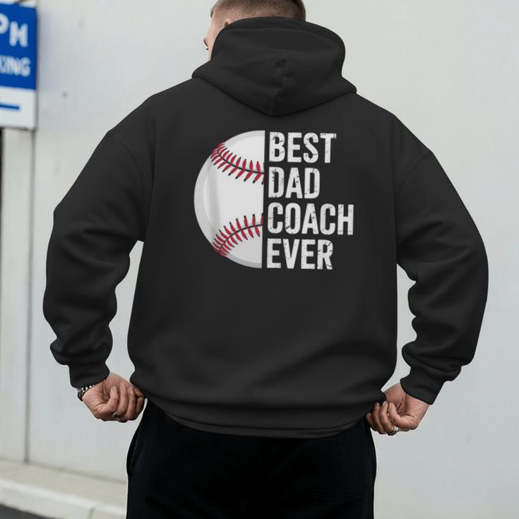 Best Baseball Dad Coach Ever Retro Father Baseball Coach Dad Men's Hoodie Back Print