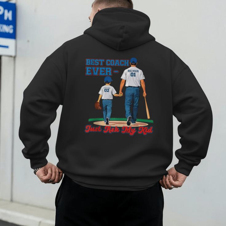 Best Coach Ever Fathers Day Baseball Dad Papa Sports Lover Men's Hoodie Back Print