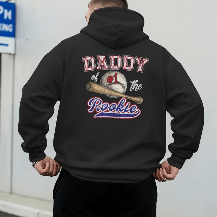 Birthday Baseball Dad Daddy Of The 1st One Rookie Vintage Men's Hoodie Back Print Birthday Baseball Dad Daddy Of The 1st One Rookie Vintage Men's Hoodie Back Print