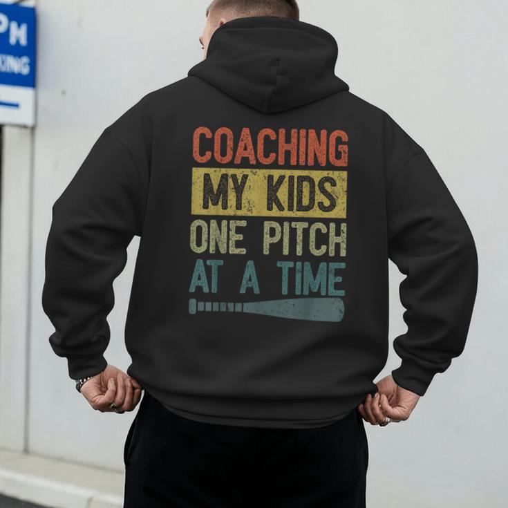 Coaching My Kids One Pitch At A Time Vintage Baseball Dad Men's Hoodie Back Print Coaching My Kids One Pitch At A Time Vintage Baseball Dad Men's Hoodie Back Print