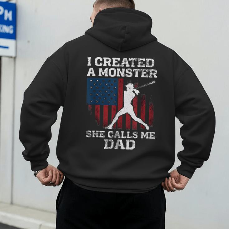 I Created Monster She Calls Me Dad Baseball Dad Men's Hoodie Back Print I Created Monster She Calls Me Dad Baseball Dad Men's Hoodie Back Print