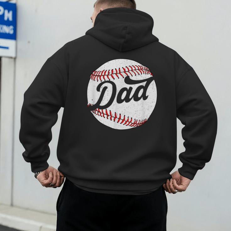 Dad Baseball Ball Vintage Groovy Baseball Daddy Fathers Day Men's Hoodie Back Print Dad Baseball Ball Vintage Groovy Baseball Daddy Fathers Day Men's Hoodie Back Print
