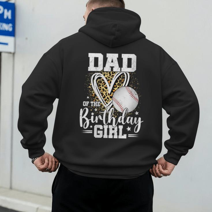 Dad Of The Birthday Girl Baseball Dad Leopard Heart Men's Hoodie Back Print Dad Of The Birthday Girl Baseball Dad Leopard Heart Men's Hoodie Back Print
