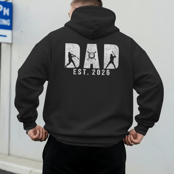 Dad Est 2026 Baseball Dad To Be New Baby Daddy Father's Day Men's Hoodie Back Print Dad Est 2026 Baseball Dad To Be New Baby Daddy Father's Day Men's Hoodie Back Print