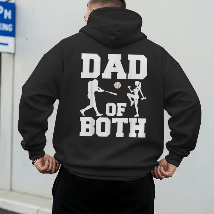 Dad Of Both Gymnastics Baseball Dad Men's Hoodie Back Print Dad Of Both Gymnastics Baseball Dad Men's Hoodie Back Print