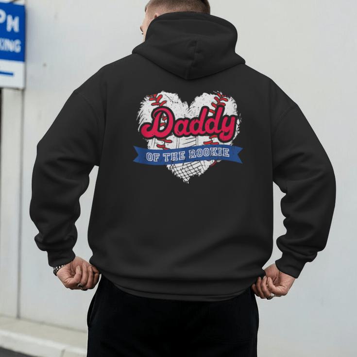 Daddy Of The Rookie Baseball Dad Retro Love Heart Birthday Men's Hoodie Back Print