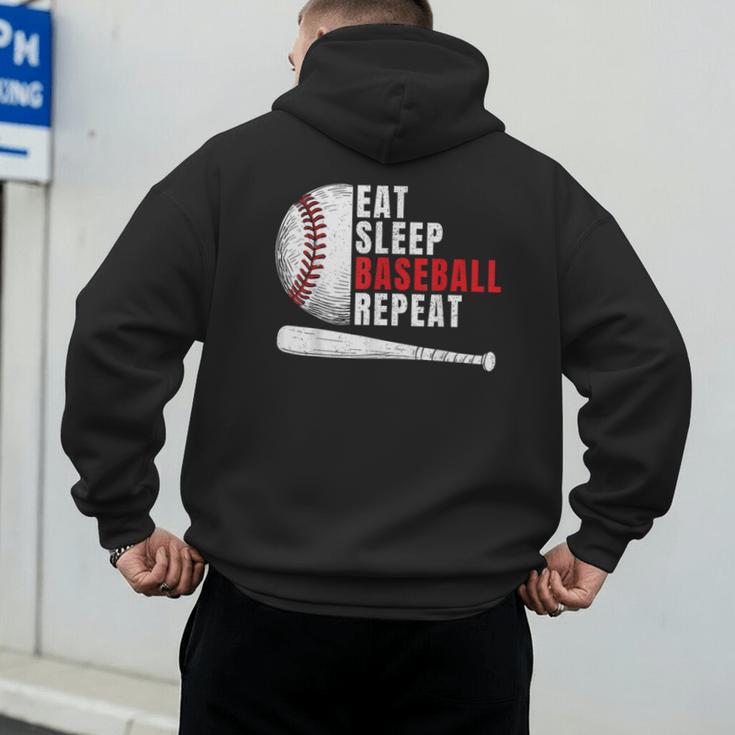 Eat Sleep Baseball Repeat Humor Baseball Dad Players Men's Hoodie Back Print Eat Sleep Baseball Repeat Humor Baseball Dad Players Men's Hoodie Back Print