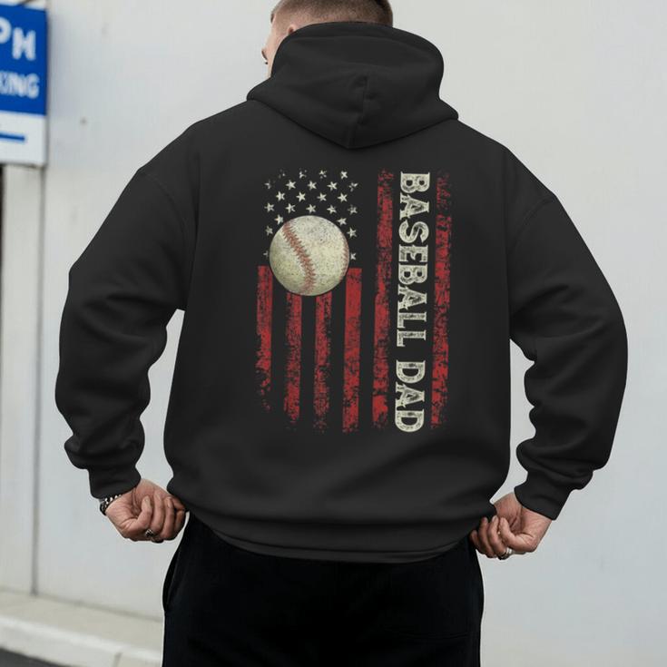 Fathers Day Baseball Dad USA Flag For Dad Men Baseball Men's Hoodie Back Print Fathers Day Baseball Dad USA Flag For Dad Men Baseball Men's Hoodie Back Print