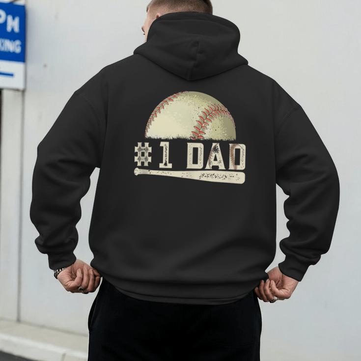 Number One Baseball Dad Fathers Day Baseball Player Dad Papa Men's Hoodie Back Print Number One Baseball Dad Fathers Day Baseball Player Dad Papa Men's Hoodie Back Print