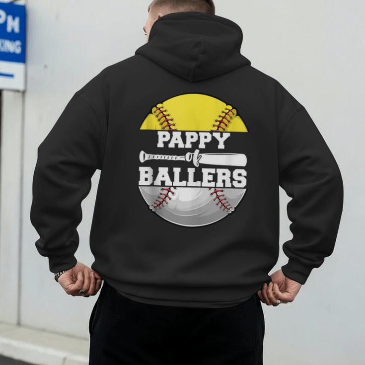 Pappy Of Ballers Softball Baseball Dad Men's Hoodie Back Print