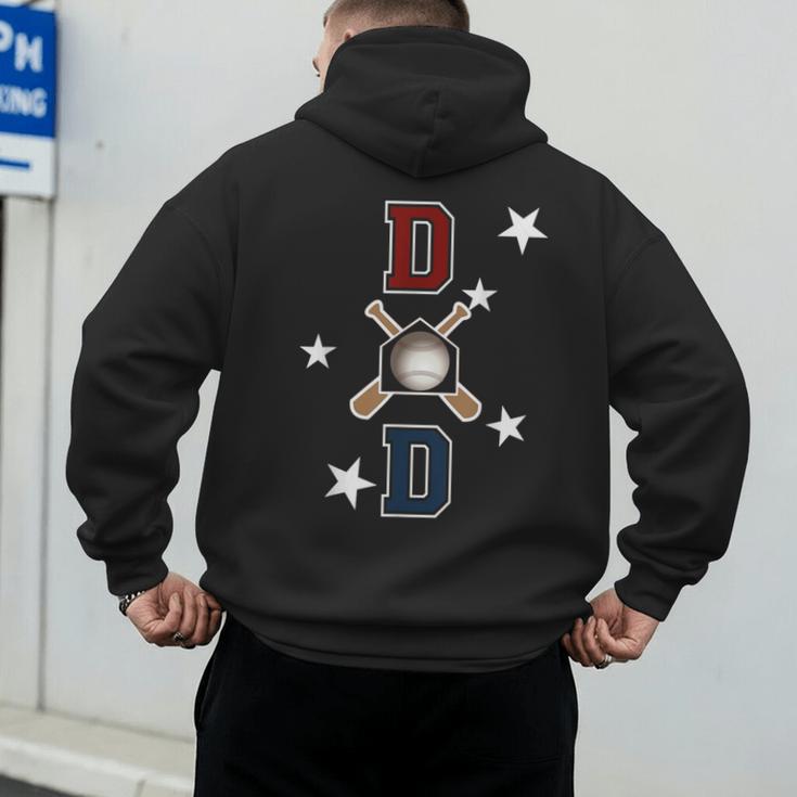 Patriotic Baseball Dad Father's Day Red Blue Star Men's Hoodie Back Print Patriotic Baseball Dad Father's Day Red Blue Star Men's Hoodie Back Print