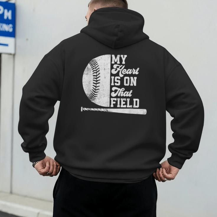 Proud Baseball Dad Fan My Heart Is On That Baseball Field Men's Hoodie Back Print Proud Baseball Dad Fan My Heart Is On That Baseball Field Men's Hoodie Back Print