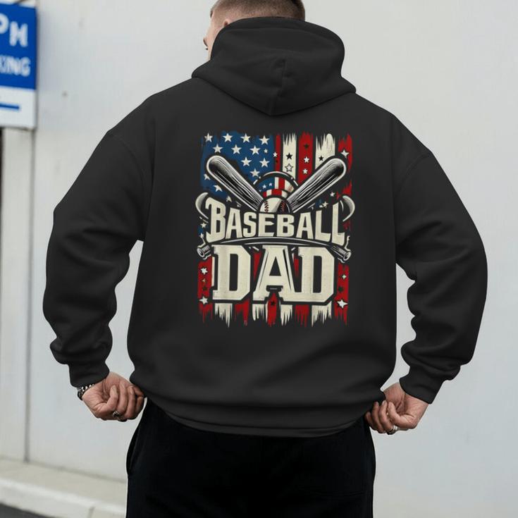 Retro American Flag Baseball Dad Father's Day Men's Hoodie Back Print