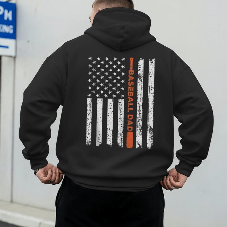 Retro Baseball Dad American Flag Father's Day 4th Of July Men's Hoodie Back Print Retro Baseball Dad American Flag Father's Day 4th Of July Men's Hoodie Back Print