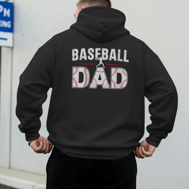 Softball Ball Dad Baseball Dad Parent Fathers Day Baseball Men's Hoodie Back Print Softball Ball Dad Baseball Dad Parent Fathers Day Baseball Men's Hoodie Back Print