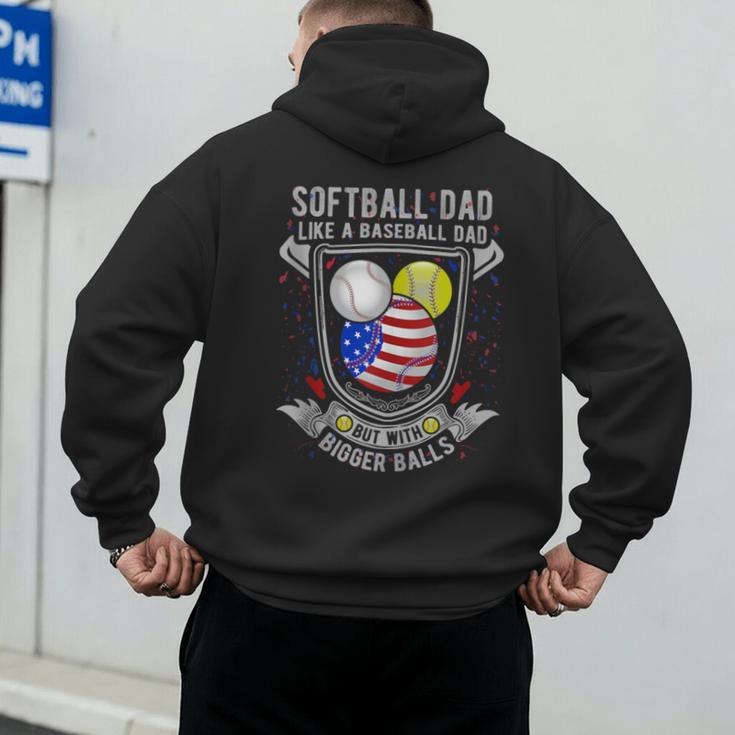 Softball Dad Like A Baseball Dad 4th Of July USA Retro Flag Men's Hoodie Back Print Softball Dad Like A Baseball Dad 4th Of July USA Retro Flag Men's Hoodie Back Print