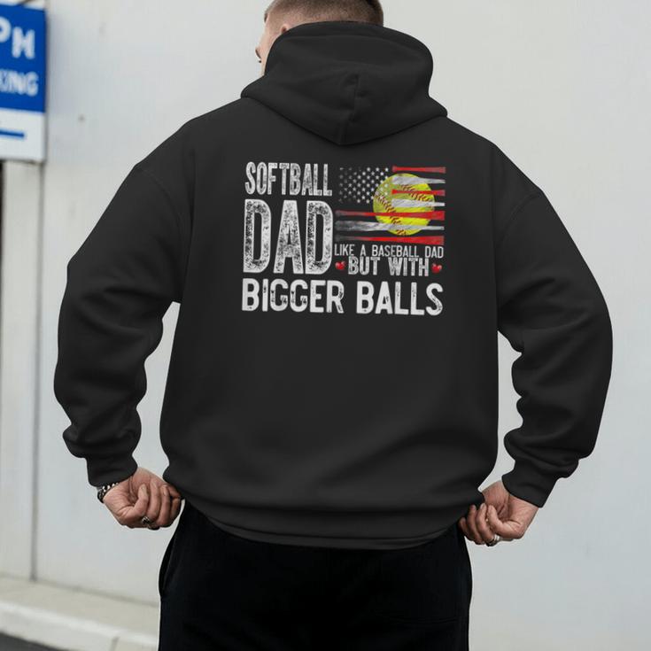 Softball Dad Like A Baseball Dad Retro US Flag Father's Day Men's Hoodie Back Print Softball Dad Like A Baseball Dad Retro US Flag Father's Day Men's Hoodie Back Print