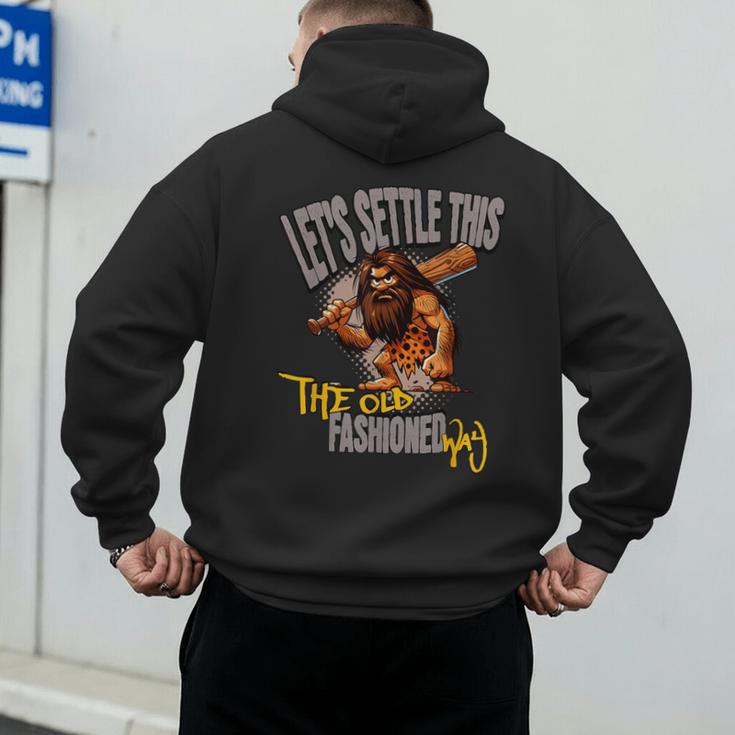 Stoneage Caveman Neolithic History Baseball Dad Father Men's Hoodie Back Print