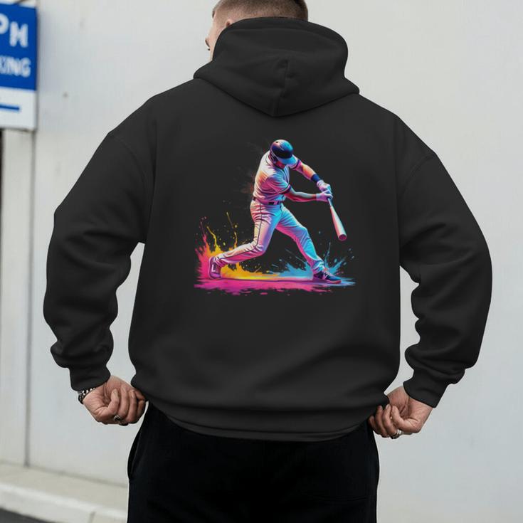 Tie Dye Baseball Dad Fathers Day Men's Hoodie Back Print Tie Dye Baseball Dad Fathers Day Men's Hoodie Back Print