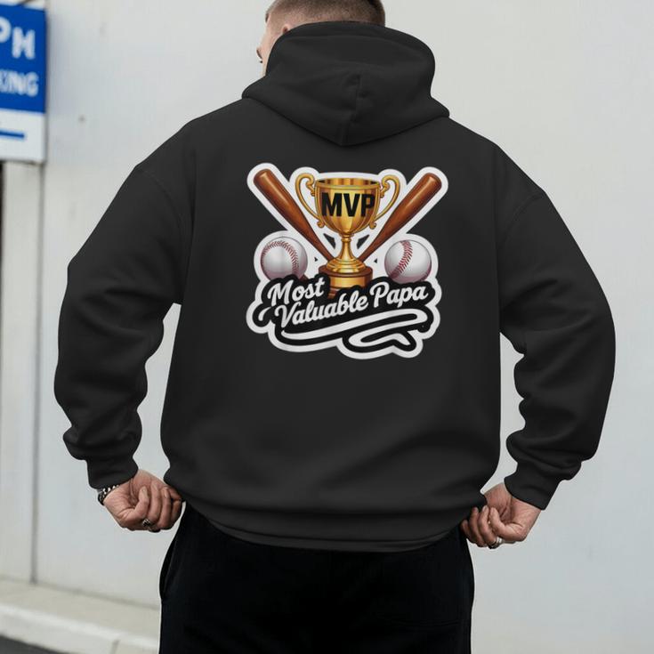 Most Valuable Papa Baseball Dad Coach Player Father's Day Men's Hoodie Back Print Most Valuable Papa Baseball Dad Coach Player Father's Day Men's Hoodie Back Print