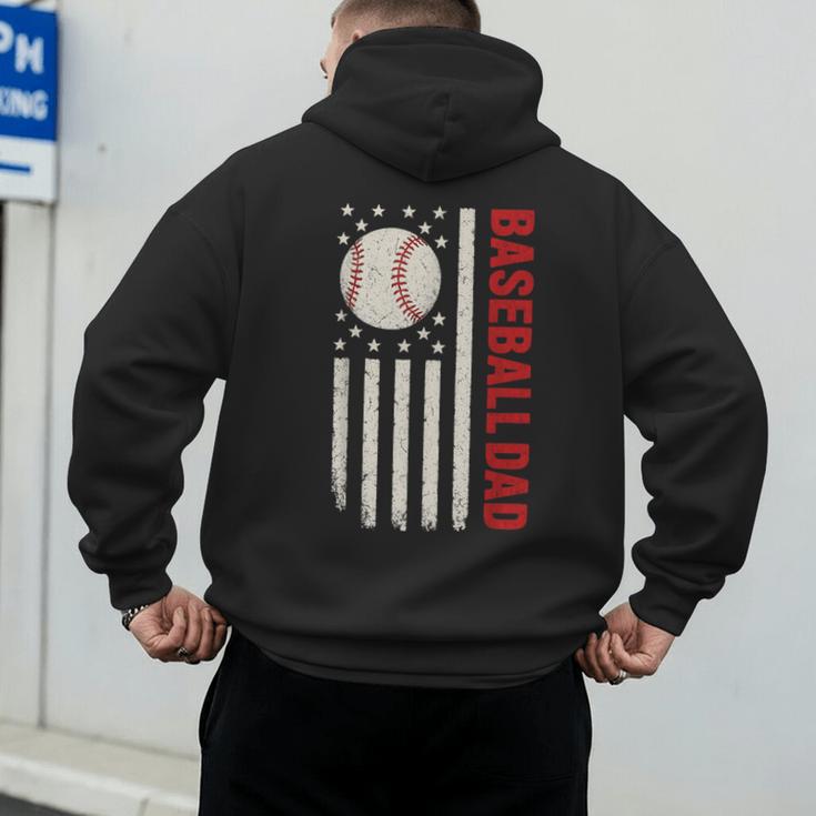Vintage Baseball DAD American Flag Fathers Day 4th Of July Men's Hoodie Back Print Vintage Baseball DAD American Flag Fathers Day 4th Of July Men's Hoodie Back Print