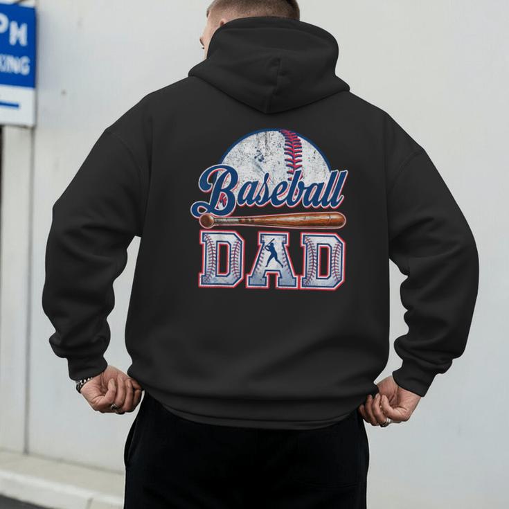 Vintage Baseball Dad Happy Fathers Day For Men Sports Lovers Men's Hoodie Back Print