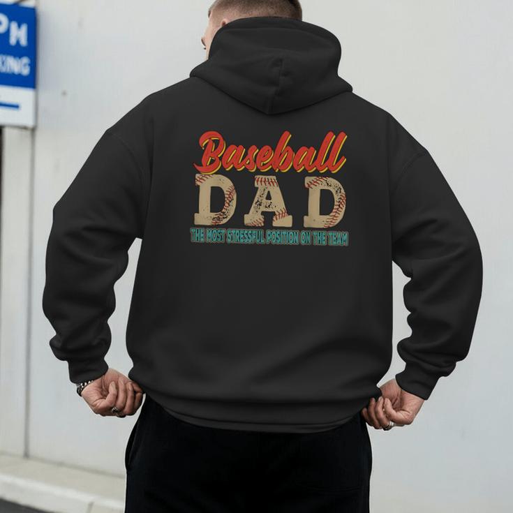 Vintage Baseball Dad Most Stressful Position On The Team Men's Hoodie Back Print Vintage Baseball Dad Most Stressful Position On The Team Men's Hoodie Back Print