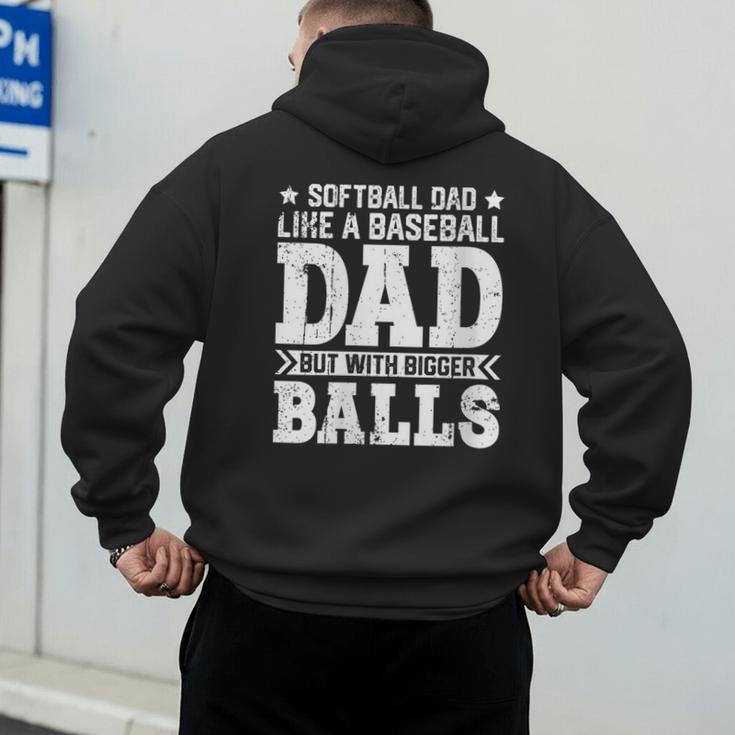 Vintage Softball Dad Like A Baseball Dad Fathers Day Men's Hoodie Back Print