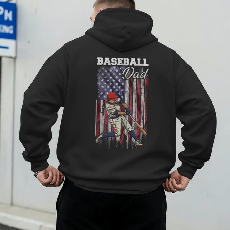 Vintage USA Flag Baseball Player Proud Baseball Dad Men's Hoodie Back Print Vintage USA Flag Baseball Player Proud Baseball Dad Men's Hoodie Back Print