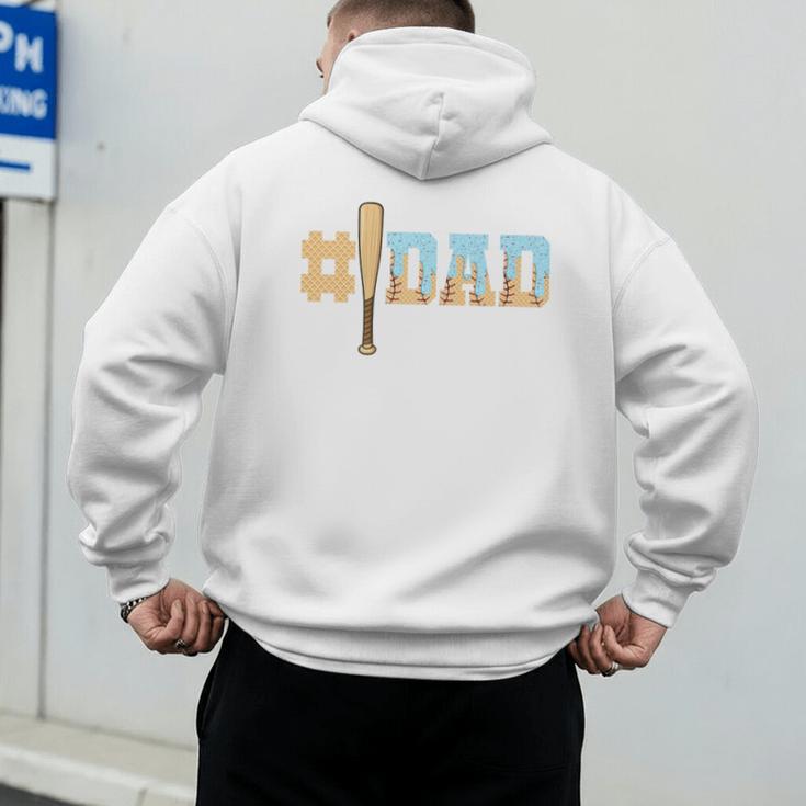 1 Dad Baseball Ice Cream Drip Fathers Day Baseball Daddy Premium Men's Hoodie Back Print