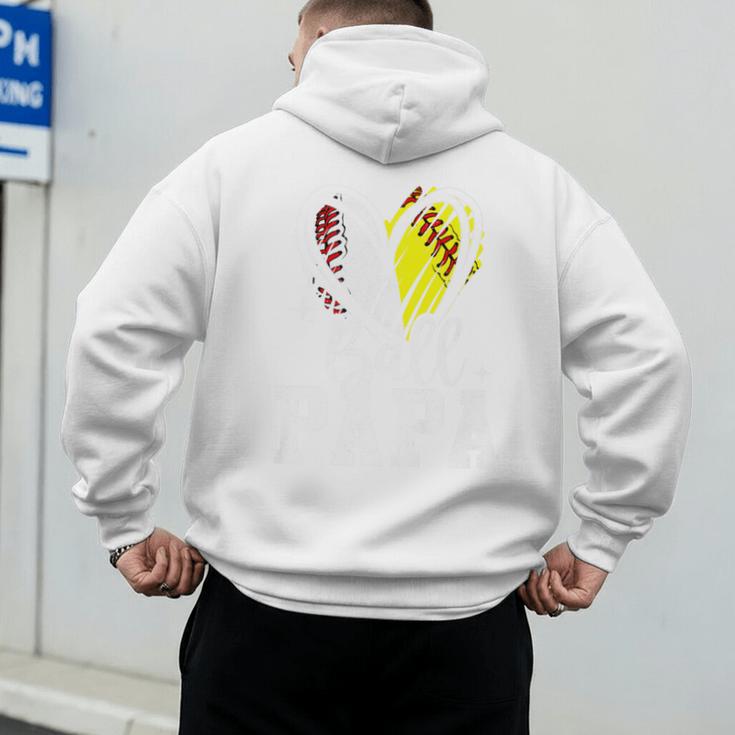 Ball Papa Softball Baseball Dad Fathers Day Premium Men's Hoodie Back Print